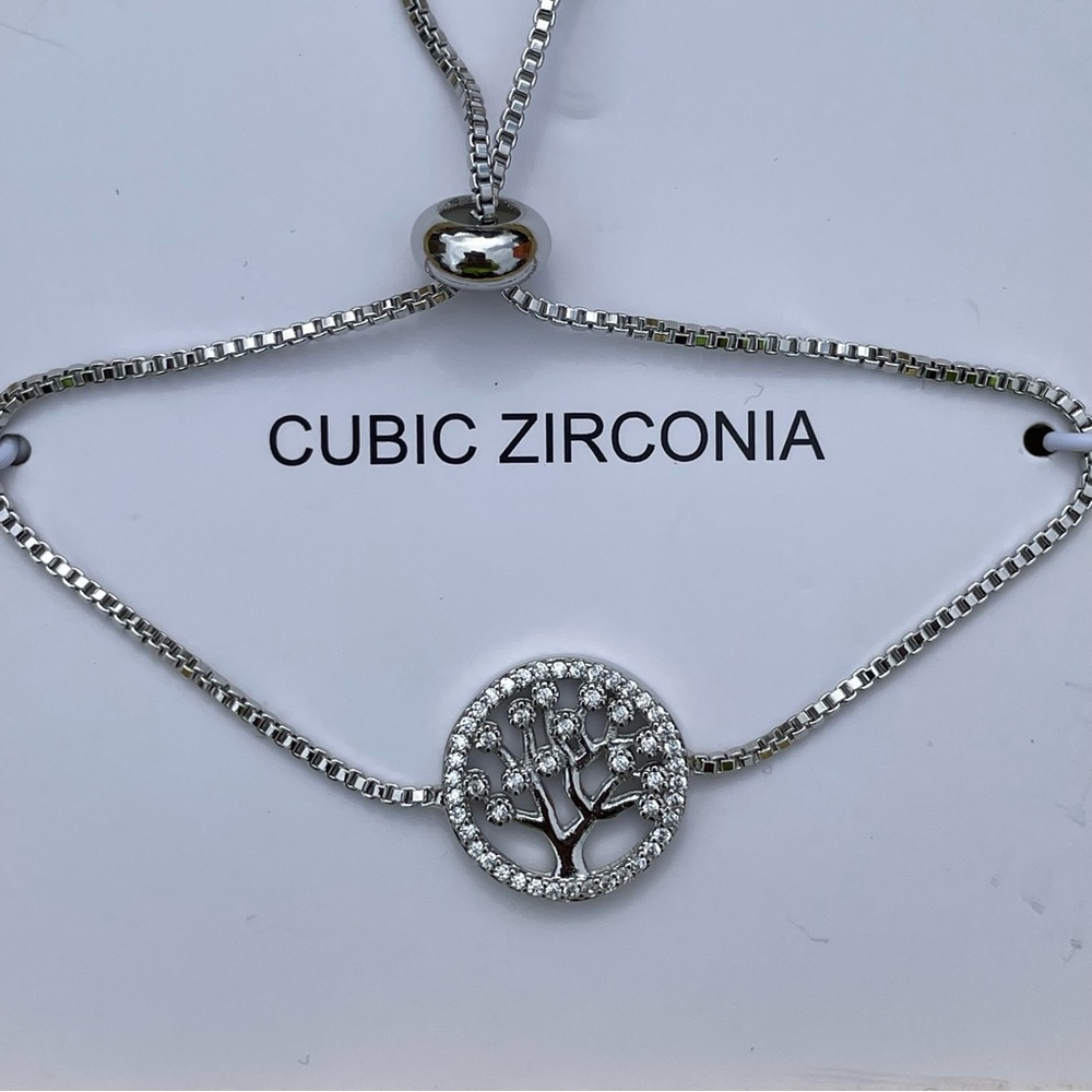 Boho bracelet NWT Cubic zirconia silver tree of life - Picture 6 of 7